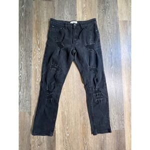 Blind Trust Distressed‎ Jeans Women 14 Black Ripped Slim Fit Moto Edge